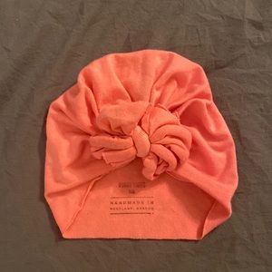 Bunny Knots Pink Coral Turban - NB